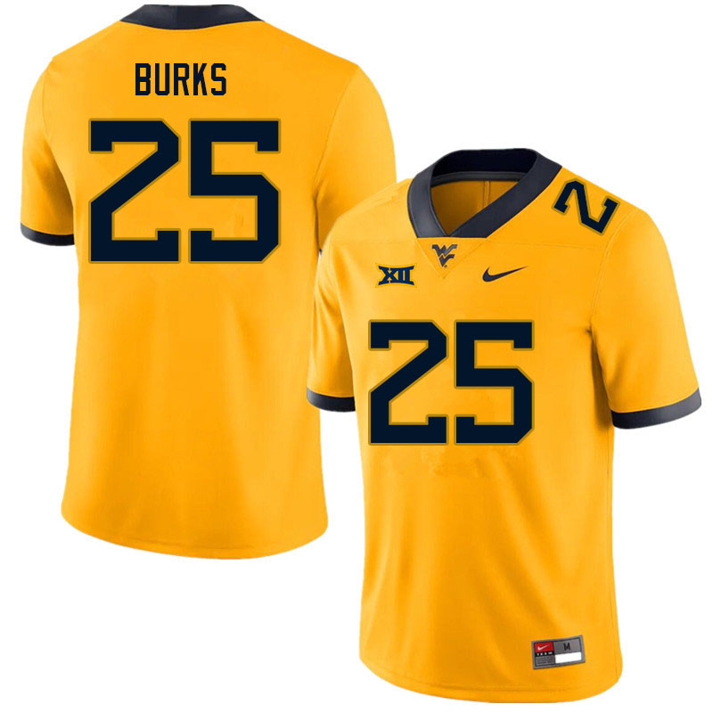 NCAA Men's Aubrey Burks West Virginia Mountaineers Gold #25 Nike Stitched Football College Authentic Jersey HM23Y66BG